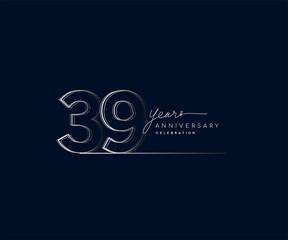 39th years anniversary celebration logotype with linked number. Simple and modern design, vector design for anniversary celebration.