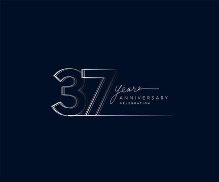 37th years anniversary celebration logotype with linked number. Simple and modern design, vector design for anniversary celebration.