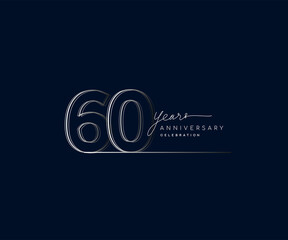 60th years anniversary celebration logotype with linked number. Simple and modern design, vector design for anniversary celebration.