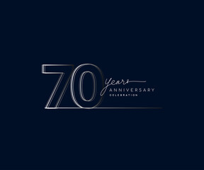 70th years anniversary celebration logotype with linked number. Simple and modern design, vector design for anniversary celebration.