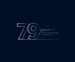 79th years anniversary celebration logotype with linked number. Simple and modern design, vector design for anniversary celebration.