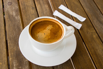 Coffee Americano in the white cup