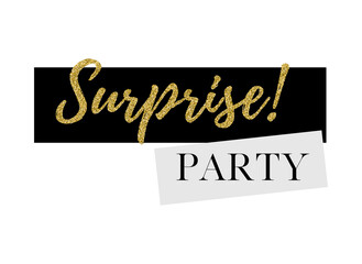 Surprise party vector calligraphic design on white background