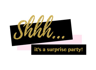 Surprise party vector calligraphic design on white background