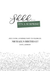 Surprise party vector calligraphic design on white background