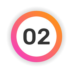 Number 2 icon. Circle button vector flat design with number two.
