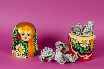 Russian matryoshka full of money.