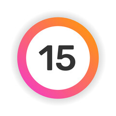 Number 15 flat icon, circular sign