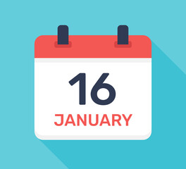 January 16, Sixteen of January icon vector illustration.