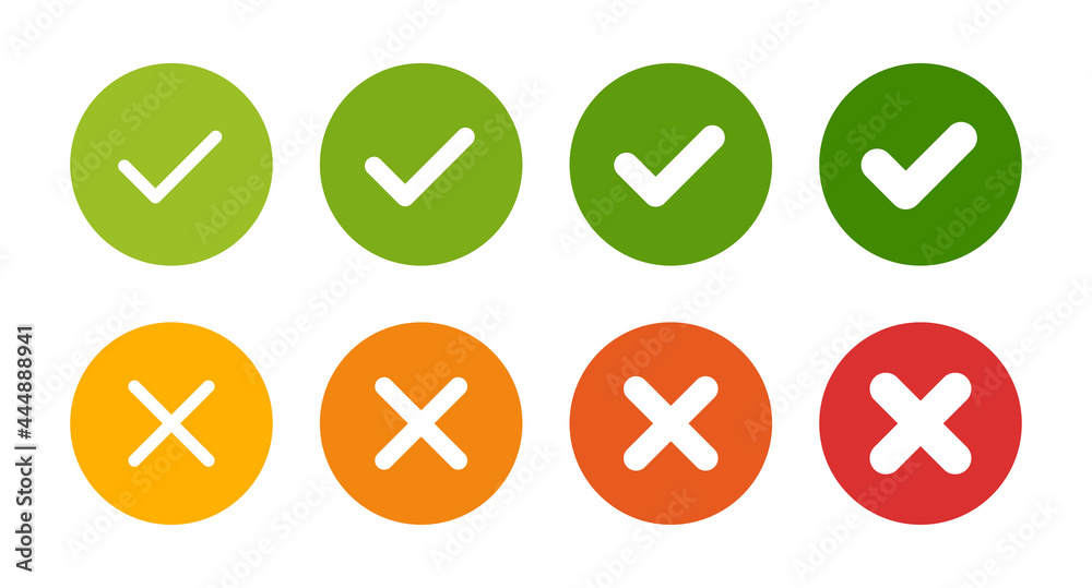 Poster Accept and reject concept. Checkmark and cross icon symbol of right and wrong sign. Vector illustration 