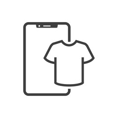 Icono smartphone con camiseta con lineas en color gris