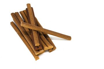 Nepalese sandal tree incense aroma sticks isolated on a white background