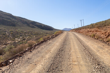 Fototapeta na wymiar Sandy Road in the southern Cederberg Mountains, Western Cape of South Africa