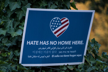 Hate has no home here sign