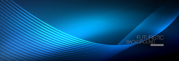 Abstract neon glowing light in the dark with waves. Shiny magic energy and motion concept, vector abstract wallpaper background