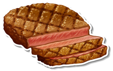 A fried steak sticker on white background