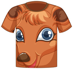 Front of t-shirt with face of deer pattern