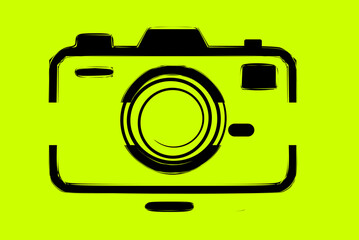 sketch line camera symbol isolated background