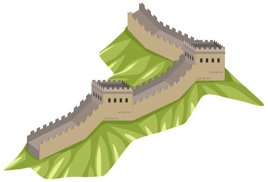Great Wall of China in cartoon style isolated