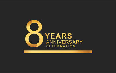 8th years anniversary logotype with under line golden color for anniversary celebration