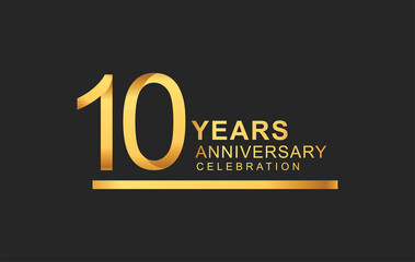 10th years anniversary logotype with under line golden color for anniversary celebration
