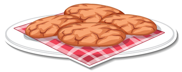 Cookies in plate sticker on white background