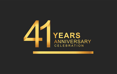 Fototapeta premium 41st years anniversary logotype with under line golden color for anniversary celebration
