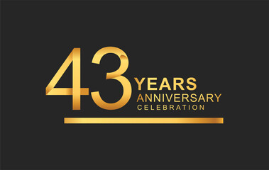 43rd years anniversary logotype with under line golden color for anniversary celebration