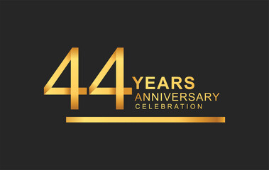44th years anniversary logotype with under line golden color for anniversary celebration