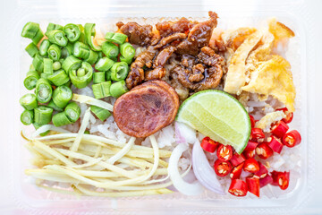 Top view Shrimp Paste Fried Rice