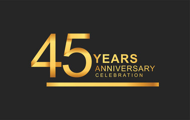45th years anniversary logotype with under line golden color for anniversary celebration