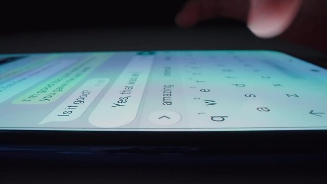 Motorized moving shot of sending message using smartphone, shot with macro probe lens