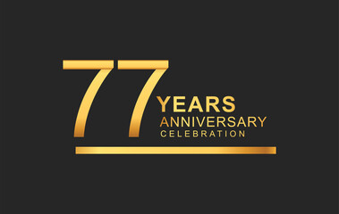 77th years anniversary logotype with under line golden color for anniversary celebration