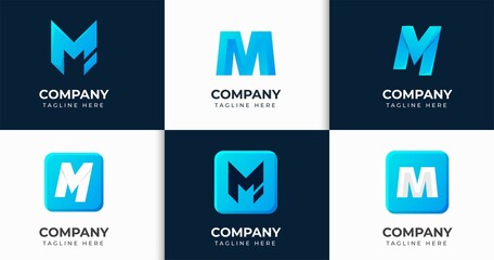 Set of creative letter M logo design template collection