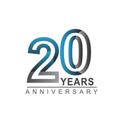 20th years anniversary logotype bold line number with grey and blue color for celebration event isolated on blue background
