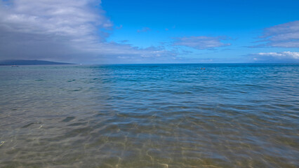 Beach and tropical sea. Colorful ocean beach. landscape of clear turquoise water, Maldives or Hawaii.