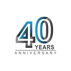 Obraz premium 40th years anniversary logotype bold line number with grey and blue color for celebration event isolated on blue background