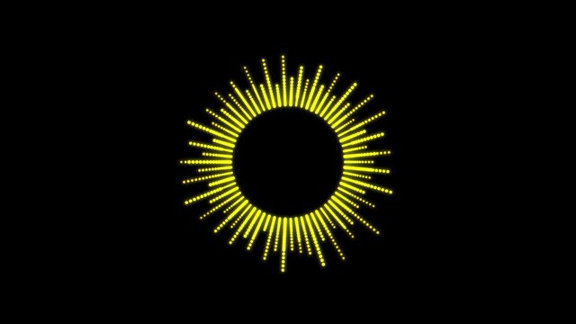 Circular interface hud design, infographic elements like music equalizer, audio waves or sound frequency in lines. Tech and science, analysis theme. Available in 4K video render footage.