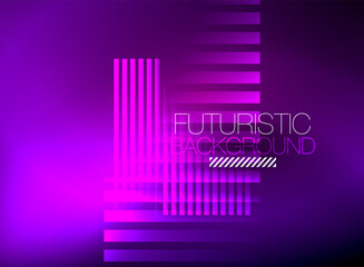 Bright neon color techno abstract background, shiny glowing neon lines in the dark background