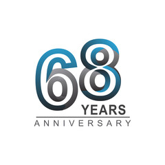 68th years anniversary logotype bold line number with grey and blue color for celebration event isolated on blue background