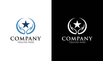 hand logo, hand star logo design template, hand star logo icon template concept for organization company. - Vector