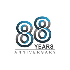 88th years anniversary logotype bold line number with grey and blue color for celebration event isolated on blue background