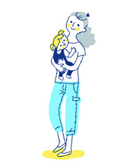 女の子を抱っこしている若いママ