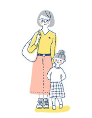 笑顔の女の子とママ