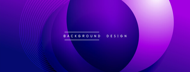 Gradient circles with shadows. Vector techno abstract background. Modern overlapping forms wallpaper background, design template