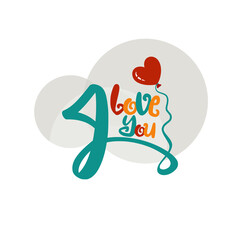 I love you coloring lettering with heart t shirt design