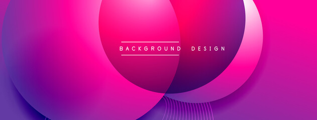 Gradient circles with shadows. Vector techno abstract background. Modern overlapping forms wallpaper background, design template