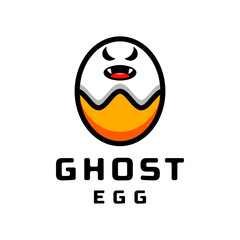 Double Meaning Logo Design Combination of Ghost and Egg