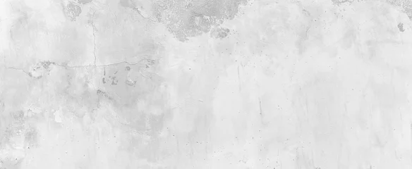 Foto op Canvas Panorama van oude cement muur wit geschilderd, peeling verf textuur en achtergrond © torsakarin