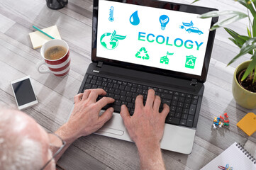 Ecology concept on a laptop screen